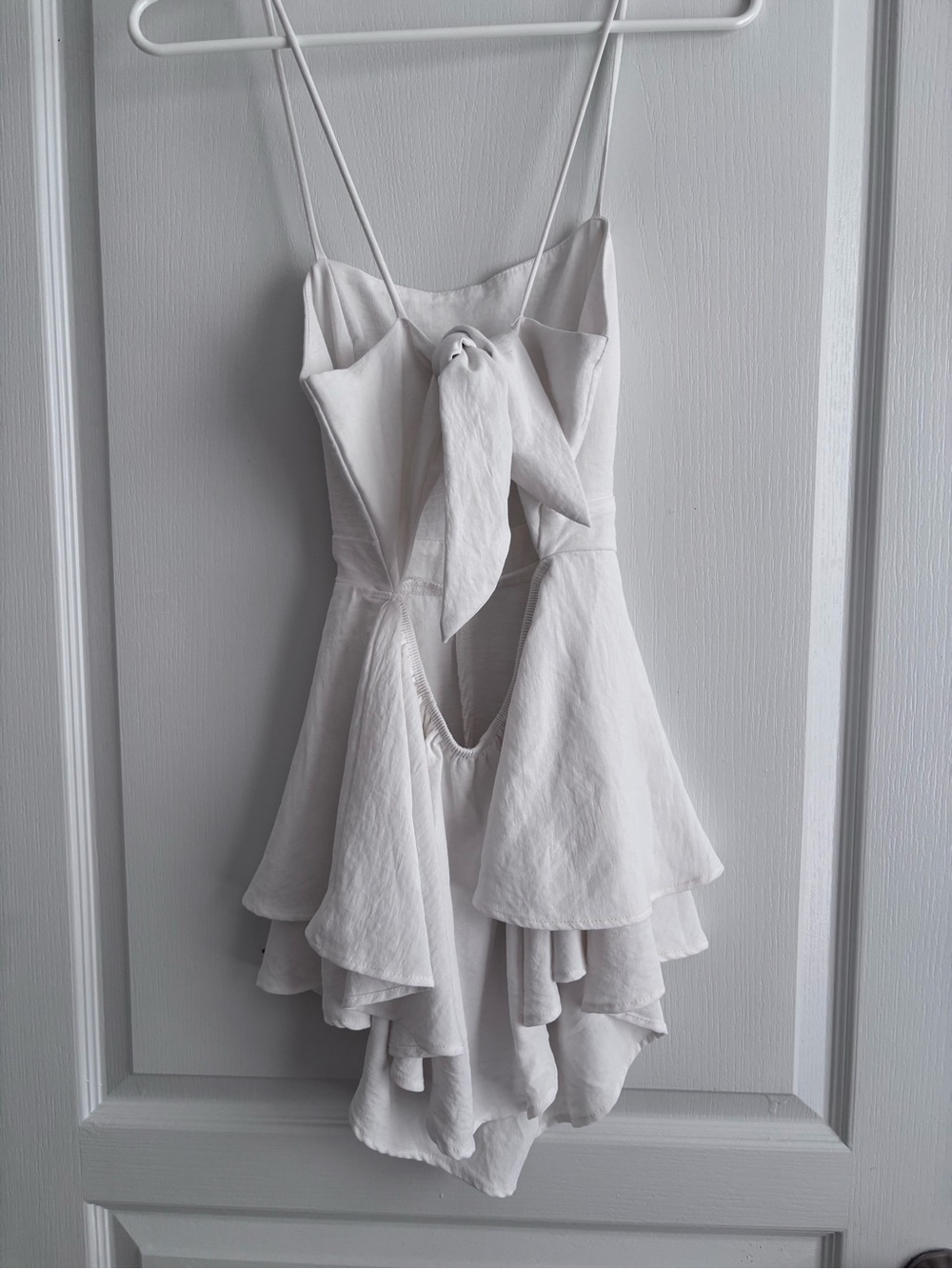 White Spaghetti Strap Ruffle Romper - Picture 2 of 4